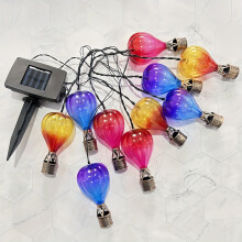 (String of 10 pcs) Solar-Powered Glowing Hot Air Balloon String Lights - 169" Outdoor Decoration for Patio, Garden, Porch, Wedding & Party Decor