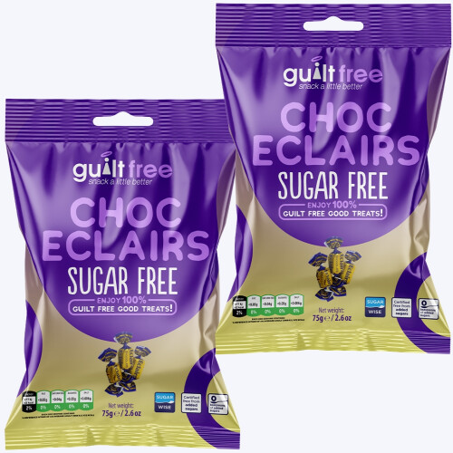(Pack of 2) Sugar Free Chocolate Eclairs Sweets 75g
