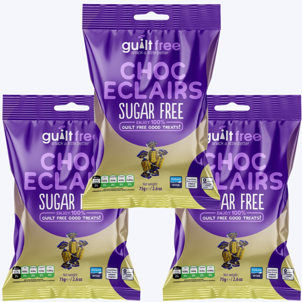 Guiltfree (Pack Of 3) Sugar Free Chocolate Eclairs Sweets 75G