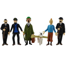 Juego de 6 figuras de acción The Adventures of Tintin Snowy Captain Haddock regalo para niños