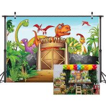 (As show, One size) Heyone 7x5ft Dinosaur Park Photography Backdrops Animals Photo Background Children Birthday Party Baby Shower Studio Photography Props D0760705