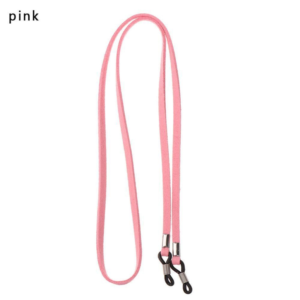 (pink) Fashion Leather Lanyard Strap Cord Holder Reading Glasses Chain Glasses Necklace Sunglass Strap