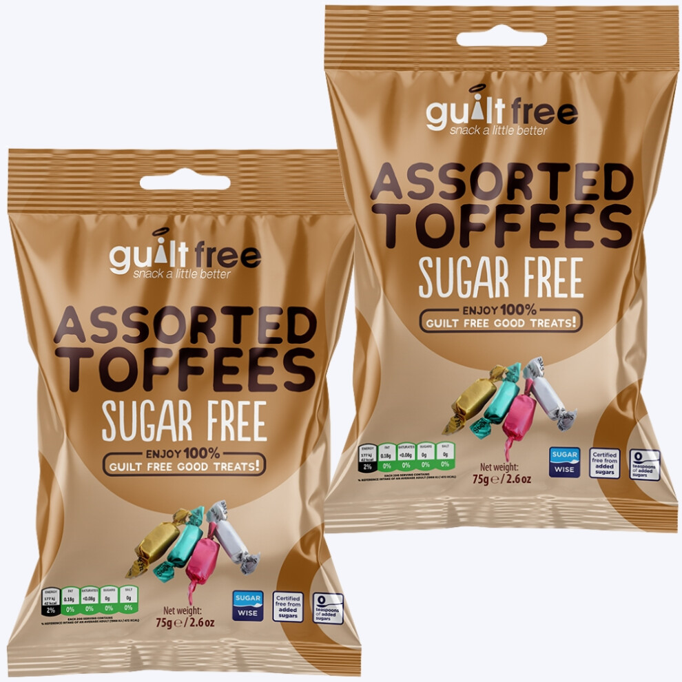 Guiltfree (Pack Of 2) Sugar Free Assorted Toffees 75G Diabetic Treats