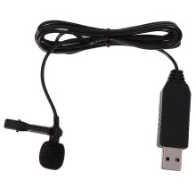 (As show, One size) Mini Clip-on USB Lavalier Lapel Condenser Microphone Mic for PC Internet