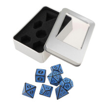 (As show, One size) 7Pcs Polyhedral Dice Set Retro D6 D4 D8 D10 D12 D20 for Board Games Party Toy blue