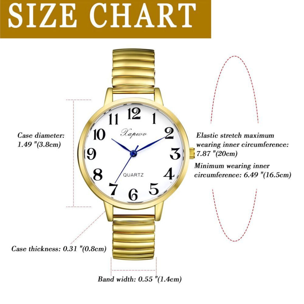 Large Elastic Free Quartz Fashion Gift For Lover Women's Watch, Numbers, Analog, Belt, Size, Simple, Stylish, Watch, Gold, Women's Accessory,