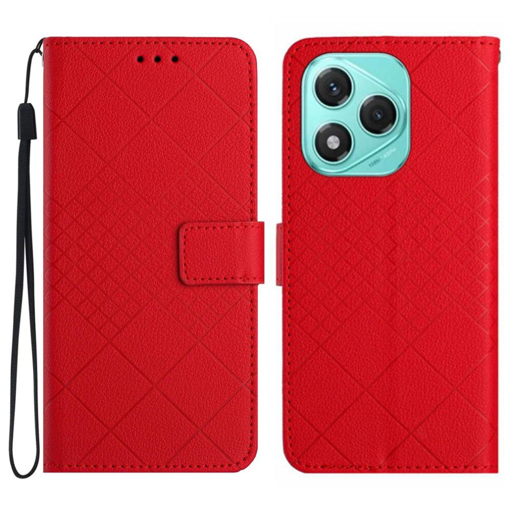 (as the picture, Red) For Honor 400 Lite Case Wallet Imprint Pu Leather Flip Folio Phone Cover