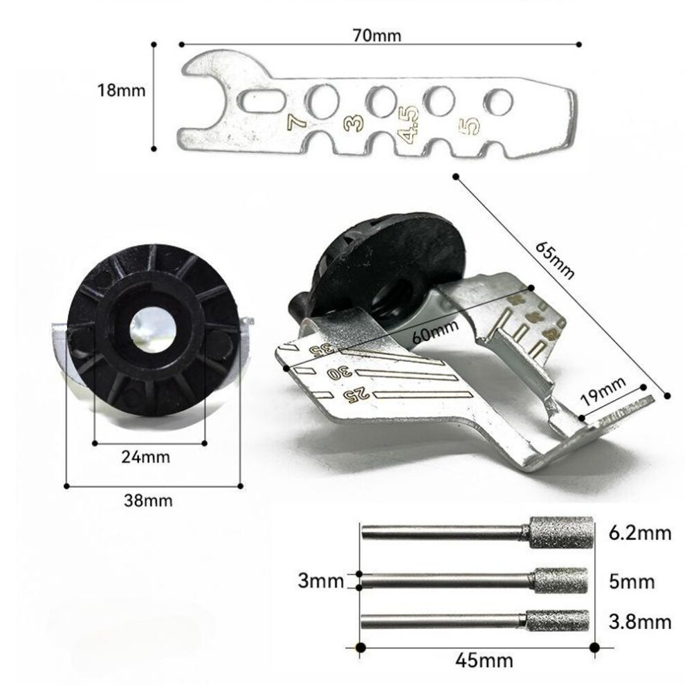 (black) Chainsaw Sharpening Kit Rotary Sharpener Tool Chain Machine Head Saw Chains Blade Guide Drill Adapt Electric Grinder Polishing Attachment Set