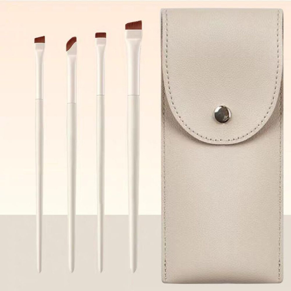 (4pc Eye Makeup Brush Set) 4/5/6/8/10pc Eye Makeup Brush Set - Includes Precision Angled Eyeliner & Eyebrow Brush & Eyeshadow Brushes With Leather Cover