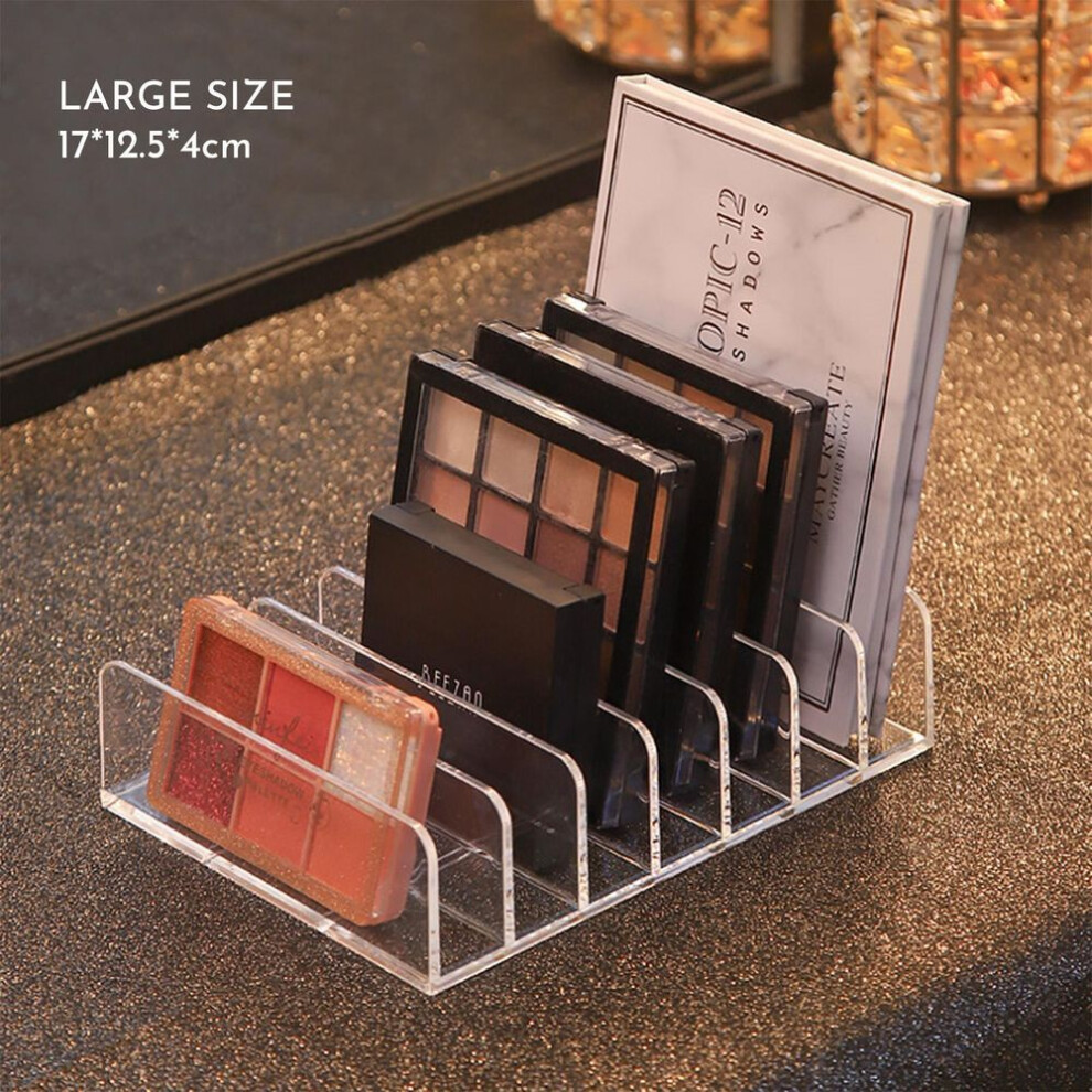 (Large) Acrylic Eyeshadow Palette Organizer - 7-section Cosmetic Storage Box For Makeup, Sunglasses & Blush Kits 2 Sizes, Clear