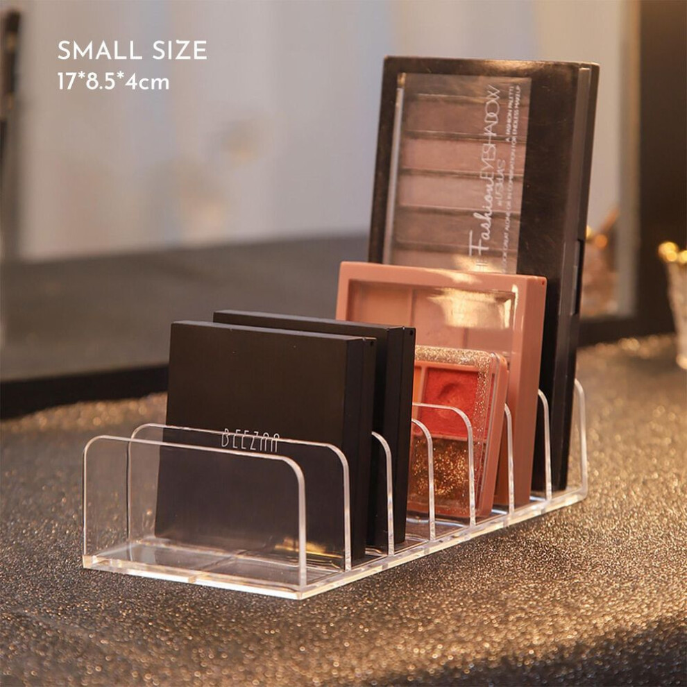 (Small) Acrylic Eyeshadow Palette Organizer - 7-section Cosmetic Storage Box For Makeup, Sunglasses & Blush Kits 2 Sizes, Clear