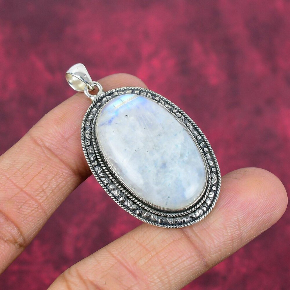 Rainbow Moonstone Pendant Gemstone Jewelry, 925 Solid Sterling Silver Pendant, Handmade Beautiful Jewelry Pendant