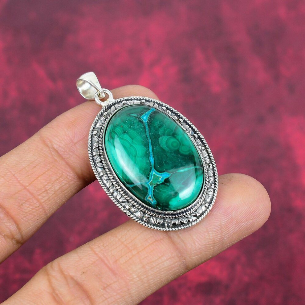 Malachite Pendant, 925 Sterling Silver Pendant Jewelry. Gift For Women Handmade Pendant Gemstone Jewelry