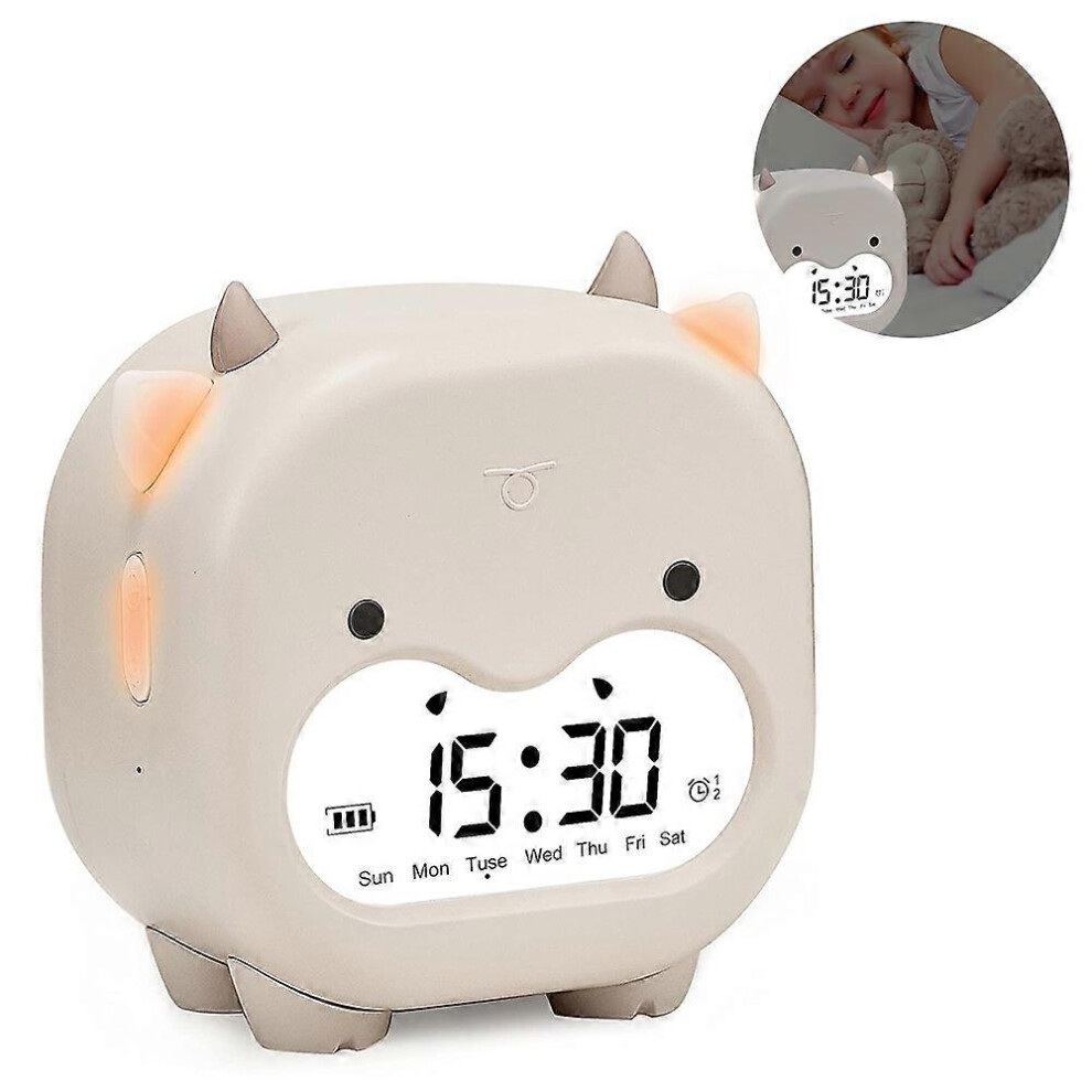 (As Show, One Size) Children's Alarm Clock, Digital Alarm Clock For Bedroom, Sleep Trainer For Children, Night - Khaki. Light Kikidex
