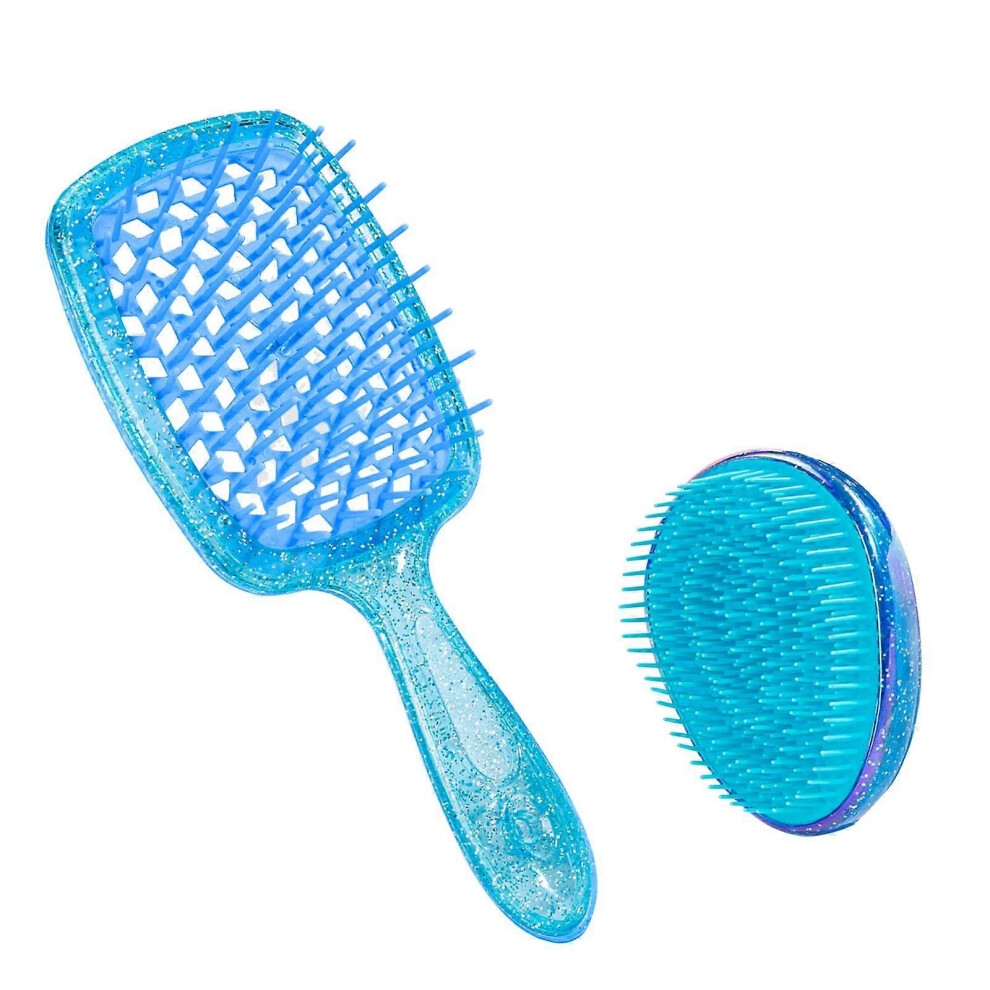 Kikidex (As Show, One Size) Hairbrush Detangle Hairbrush Combs For Salon Home Long Thick Curly Hair Blue