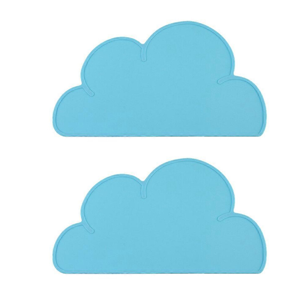 (As Show, One Size) Silicone Table Mat Food Grade Mat Kids Baby Nursery Eating Table Mat Lightweight Portable-2 Pieces Blue Kikidex