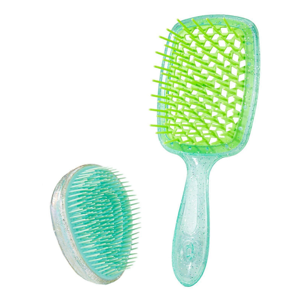 Kikidex (As Show, One Size) Hairbrush Detangle Hairbrush Combs For Salon Home Long Thick Curly Hair Green