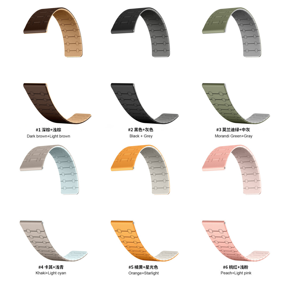 (22mm Orange Yellow + Starlight) 22mm Magnetic Silicone Watch Band for Samsung GT2/Huawei/Garmin/Magnetic Loop Silicone New Arrival-image-OPC-PHSCY6D-NEW