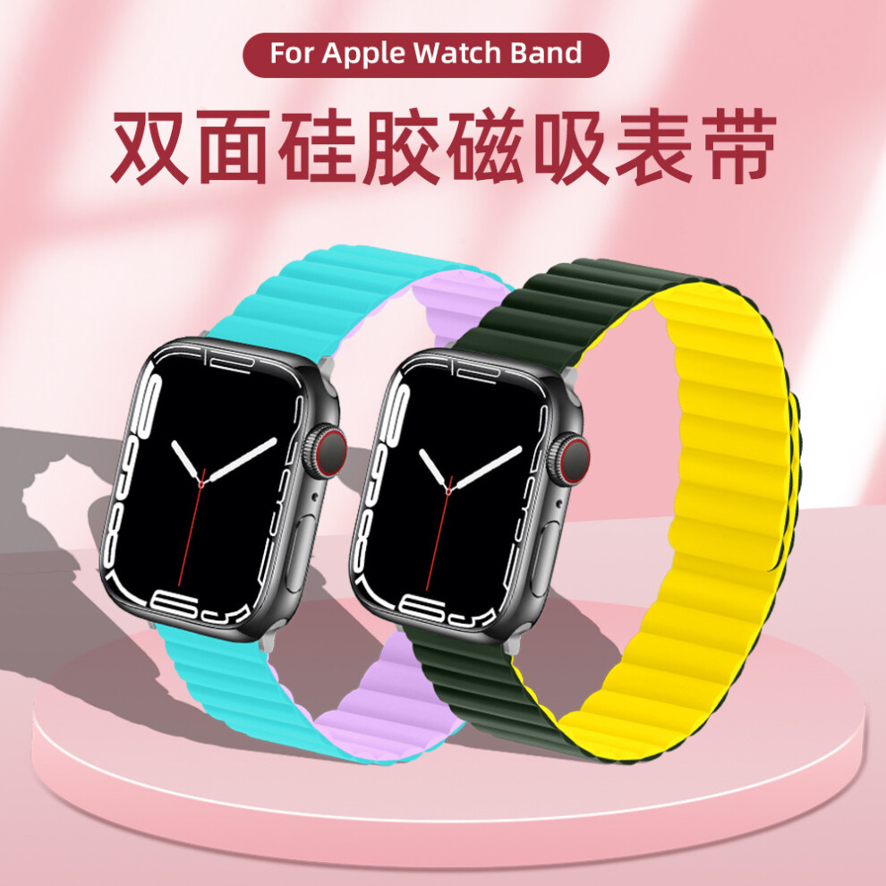 (11# 38/40/41mm - Blue+Purple - Large) Magnetic Silicone Watch Band for Apple Watch iWatch 8 Magnetic Band New-image-OPC-PHSCY8Q-NEW