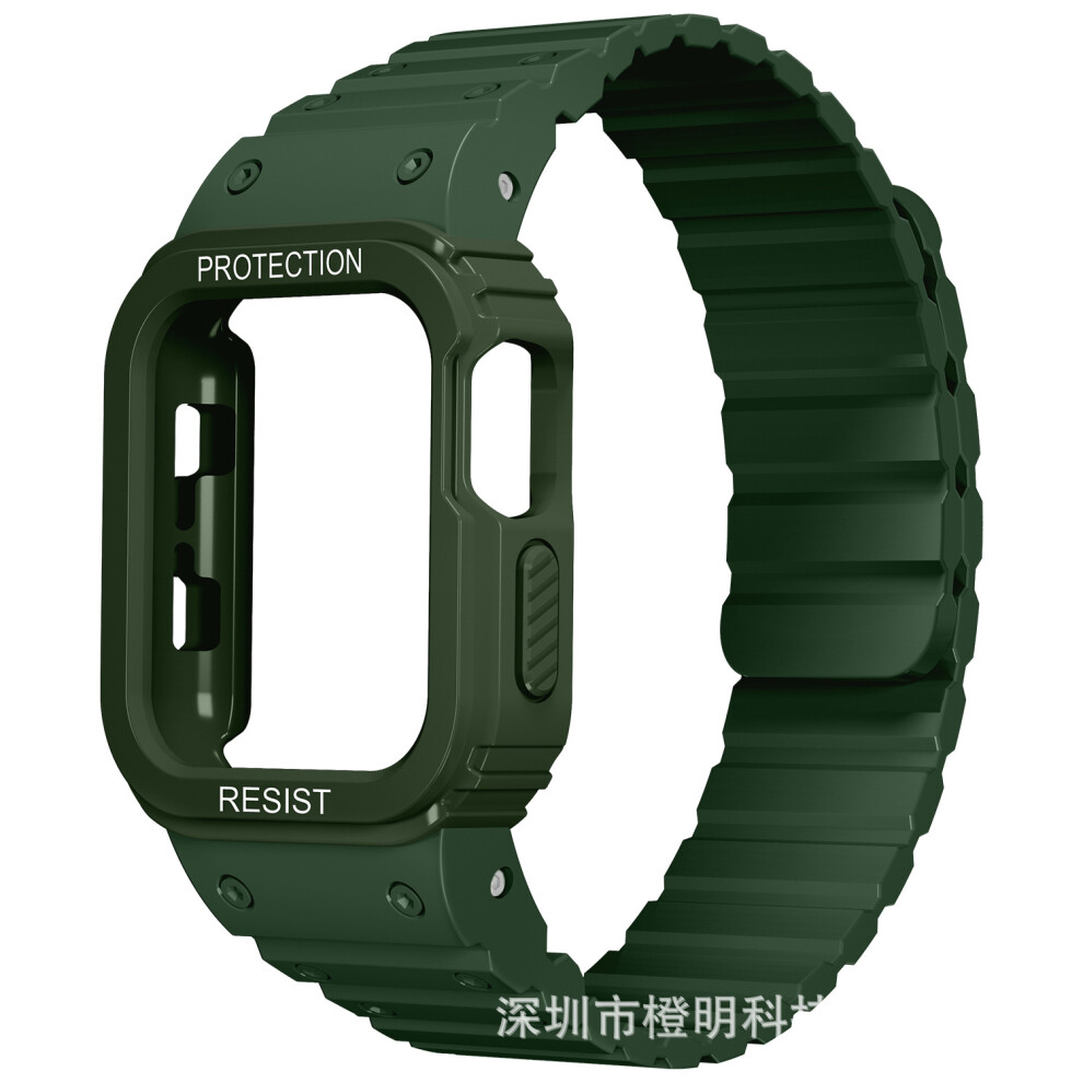 (49mm Green) Compatible Apple Watch Band for iWatch Series 9-10, Silicone Integrated Protective Case Watch Band Accessories-image-OPC-PHSCYBD-NEW