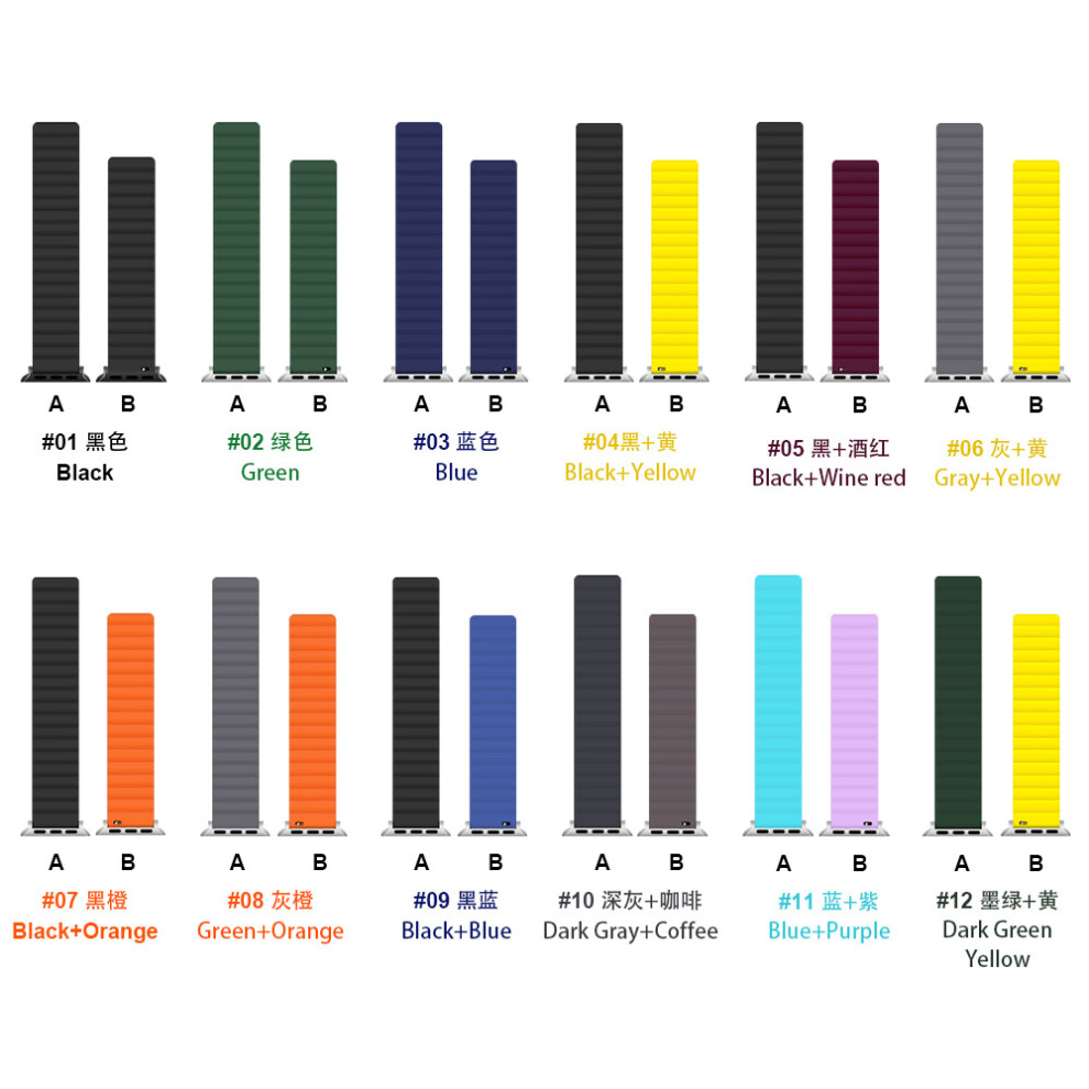 (2# 38/40/41mm - Green - Large) Compatible Apple Watch Ultra 8 Band for Apple Watch Series 7 6 5 SE, Silicone Magnetic Watch Band-image-OPC-PHSCYFV-NEW