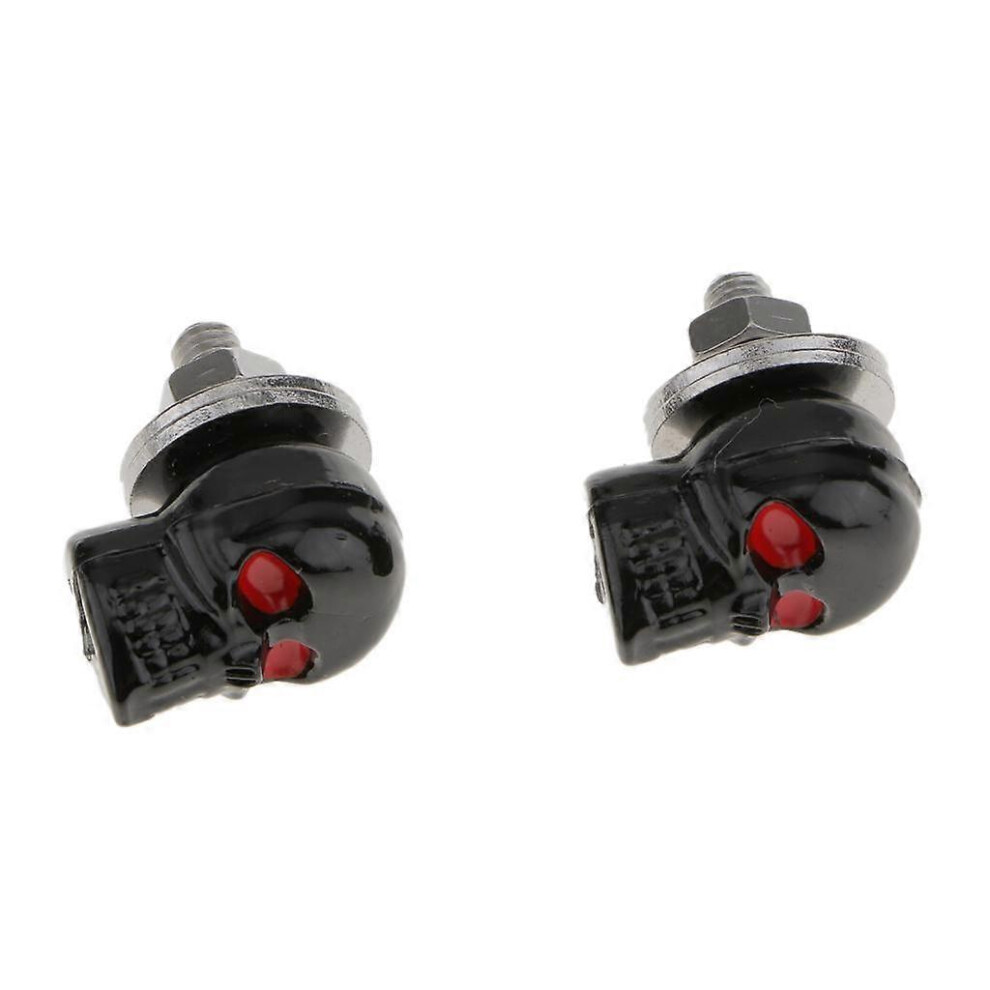 (As Show, One Size) Motorcycle Skull License Plate Frame Bolts Screw Fastener 1 Pair Black 4633730134194