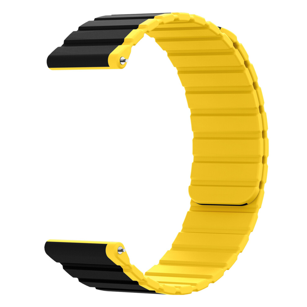 (22mm Black Yellow) Silicone Magnetic Watch Strap for Samsung Xiaomi S2/s1pro Smartwatches, Compatible with Huawei 22/20mm Magnetic Watch Straps-image-OPC-PHSCYRH-NEW