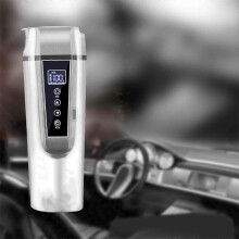 (As show, One size) Stainless Steel Car Kettle Heating Cup Digital Display Touch Control, Auto Shut Off, Winter Kettle for Truck Car Camping Drinking Milk - Black