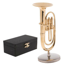 (As show, One size) Delicate 1/12 Dollhouse Miniature Copper Tuba Model Musical Instrument Display Decoration Collectibles