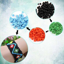 (As show, One size) 5800Pcs 3mm Seed Beads Started Kit,Small Craft Beads with Beading Needle,Tweezers and Elastic String for DIY Bracelet Necklace Jewelry Making Supplies