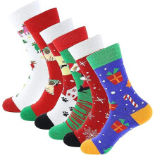 (As show, One size) 6 Pair Unisex Christmas Socks One Size Fits All Adult Kids Women Men Winter Holiday Season Present Funny Sock
