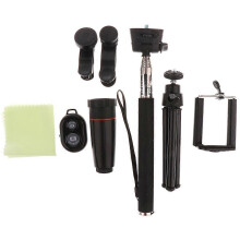 (As show, One size) 10 in 1 Phone Camera Lens Travel Kit, Wireless Bluetooth Camera Shutter Remote Control for Smartphone IOS and Android Devices