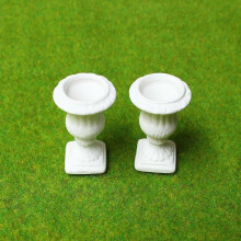 (As show, One size) 2pcs 1/12 Scale White Flower Pots Miniatures Dollhouse Garden Decoration