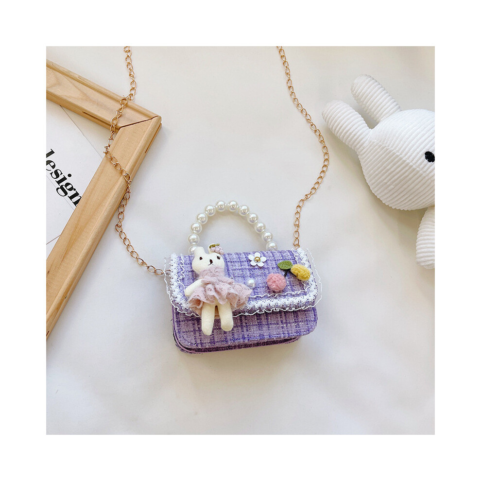 (White Rabbit Purple)Bolso De Hombro De Perlas De Moda Para NiñOs Con PatróN De Conejito De Dibujos Animados Para Jugar Escuela Y-image