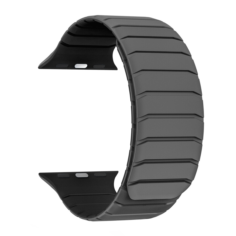 (44/45/46/49mm Gray + Black) Magnetic Silicone Apple Watch Band, Comfortable Wear with Magnetic Suction Design-image-OPC-PHSD9HQ-NEW
