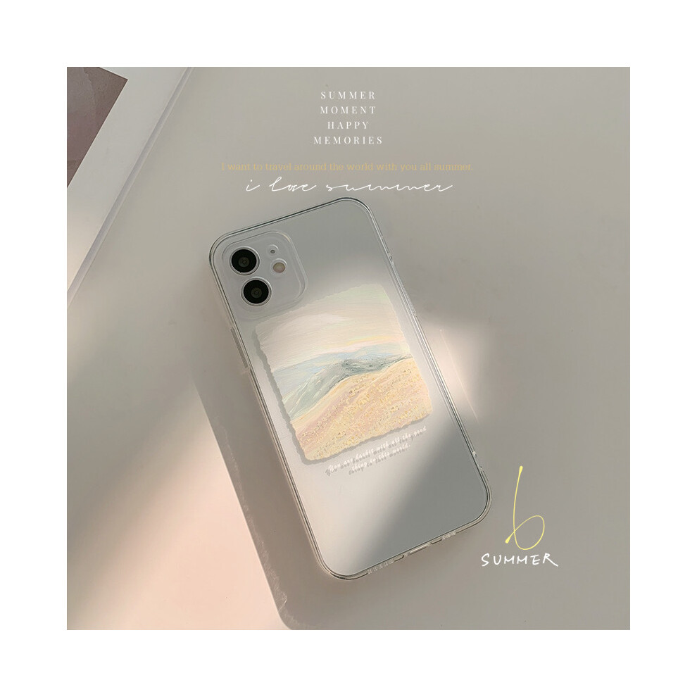 (? ????, 15pro) Oil painting style suitable for scenes, 15 compatible with 16 Pro Max transparent protective case, iPhone 11 phone case 12 small fresh