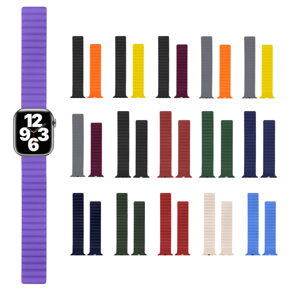 (42/44/45mm Grey+Burgundy) Magnetic Silicone Integrated Band for Apple Watch, Two-Piece Dual Color Magnetic Band, iWatch Silicone Band-image-OPC-PHSDHFC-NEW