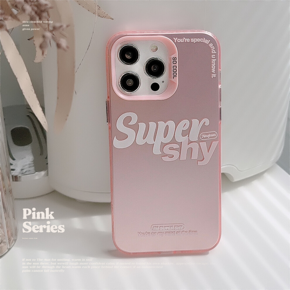 (?? ????, 15plus) "Pink girly English version suitable for iPhone 16, compatible with Apple 15 Pro Max phone case, minimalist 12, Instagram-style 13, laser...