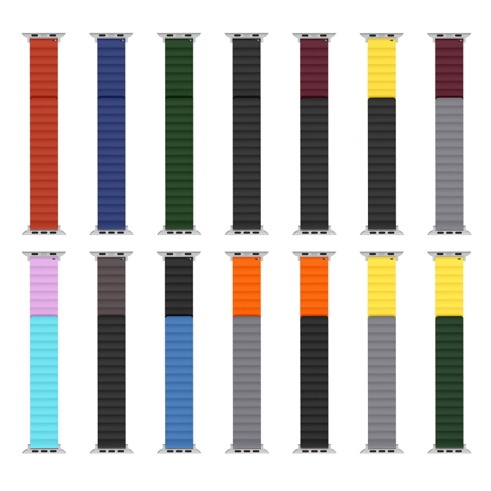 (42mm/44mm Green - Large Size) Silicone Watch Band for Apple iWatch 1-9 Magnetic Bands, Magnetic Silicone Band for Apple Watch-image-OPC-PHSDKP7-NEW