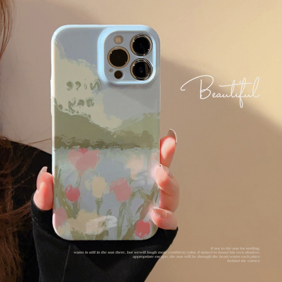 (?? ?????????, 16) Oil painting style case compatible with iPhone 15 Pro Max, iPhone 13, iPhone 11, premium iPhone 12 film case, also fits iPhone 14, fresh ...