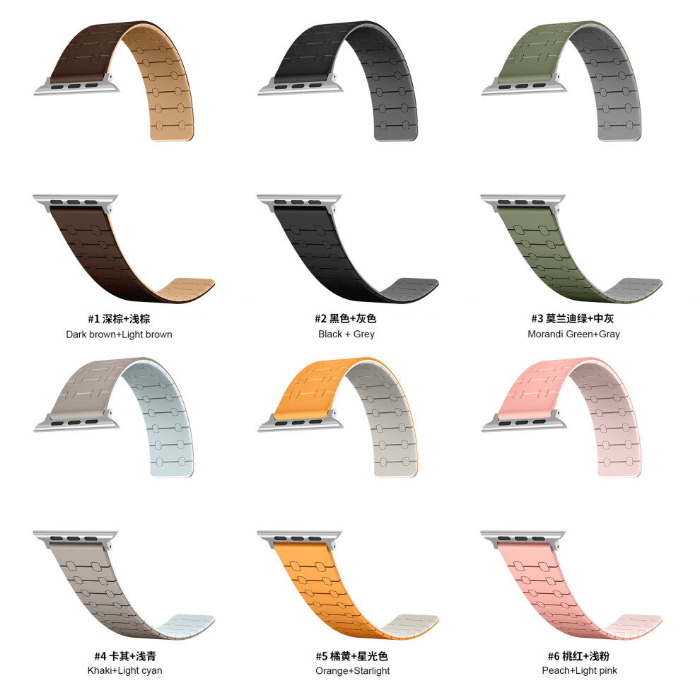 (42/44/45/49mm Magenta + Light Pink) Compatible Apple Watch Band iWatch9 Contrast Color Silicone Apple Watch Band Magnetic Buckle Band Silicone Magnet-image-OPC-PHSDRNX-NEW