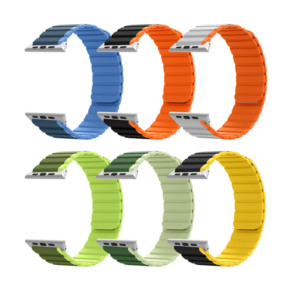 (42/44/45/49mm Grey+Orange) Dual-Sided Magnetic Apple Watch Band for Apple Watch iWatch S10 Silicone Magnetic Band-image-OPC-PHSDRQY-NEW