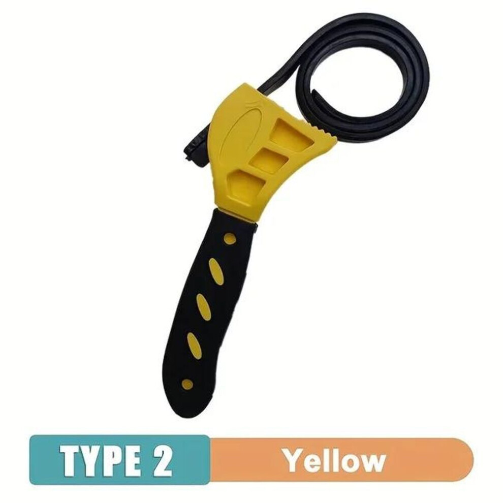 (yellow) 1pcs 6inch Belt Wrench Oil Filter Puller Strap Spanner Chain Wrench Strap Opener, Adjustable Disassembly Tool