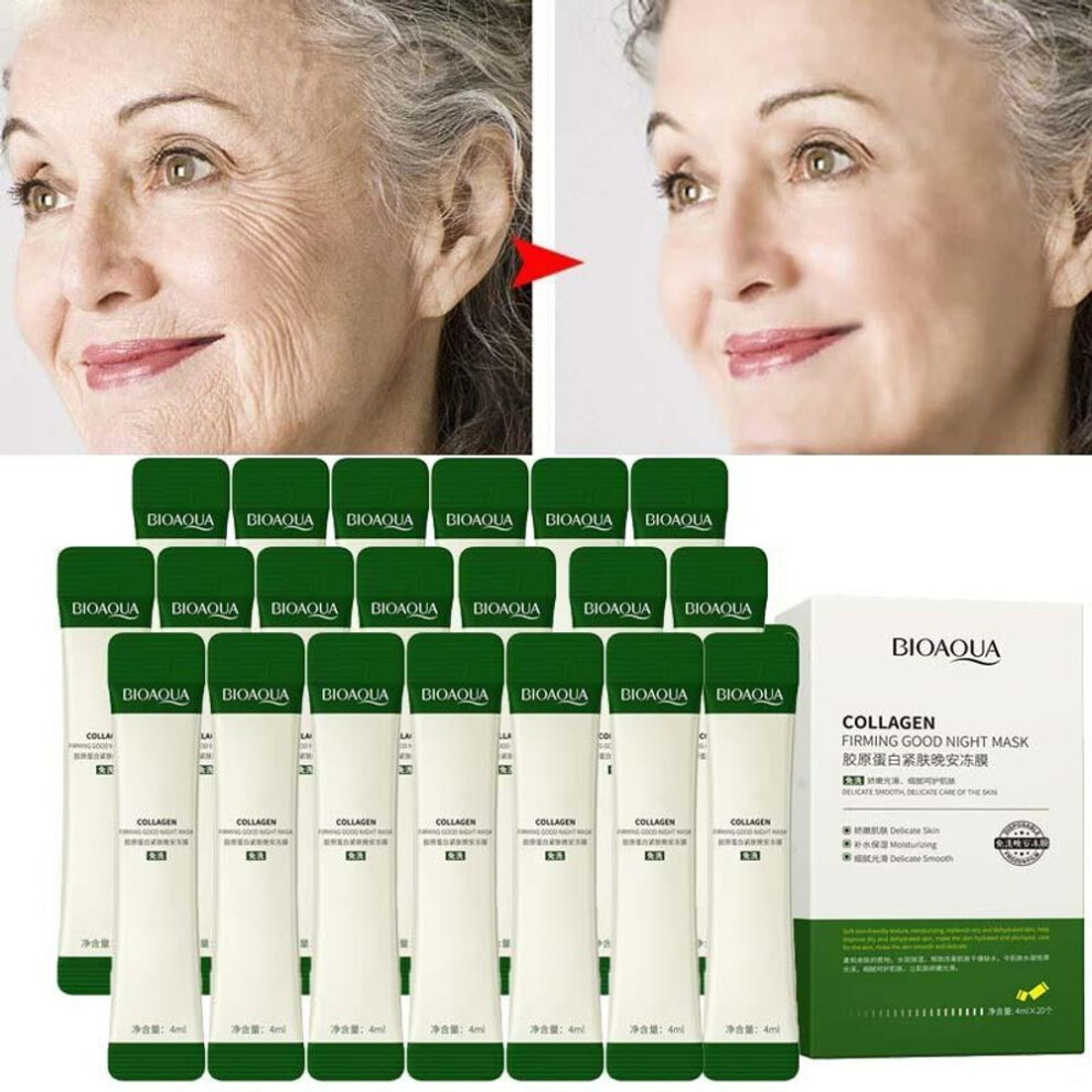 (green, 20pcs) 20/1pcs Collagen Anti-wrinkle Night Face Mask Moisturizing Shrink Pores Brighten Anti-ageing Wash-free Sleep Masks Skin Care