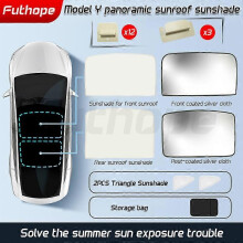 ModelY Upgrade Schnalle Split Sonnenschutz Glas Dach Sonnenschutz Für Tesla Modell Y 2022 Vorne Hinten
