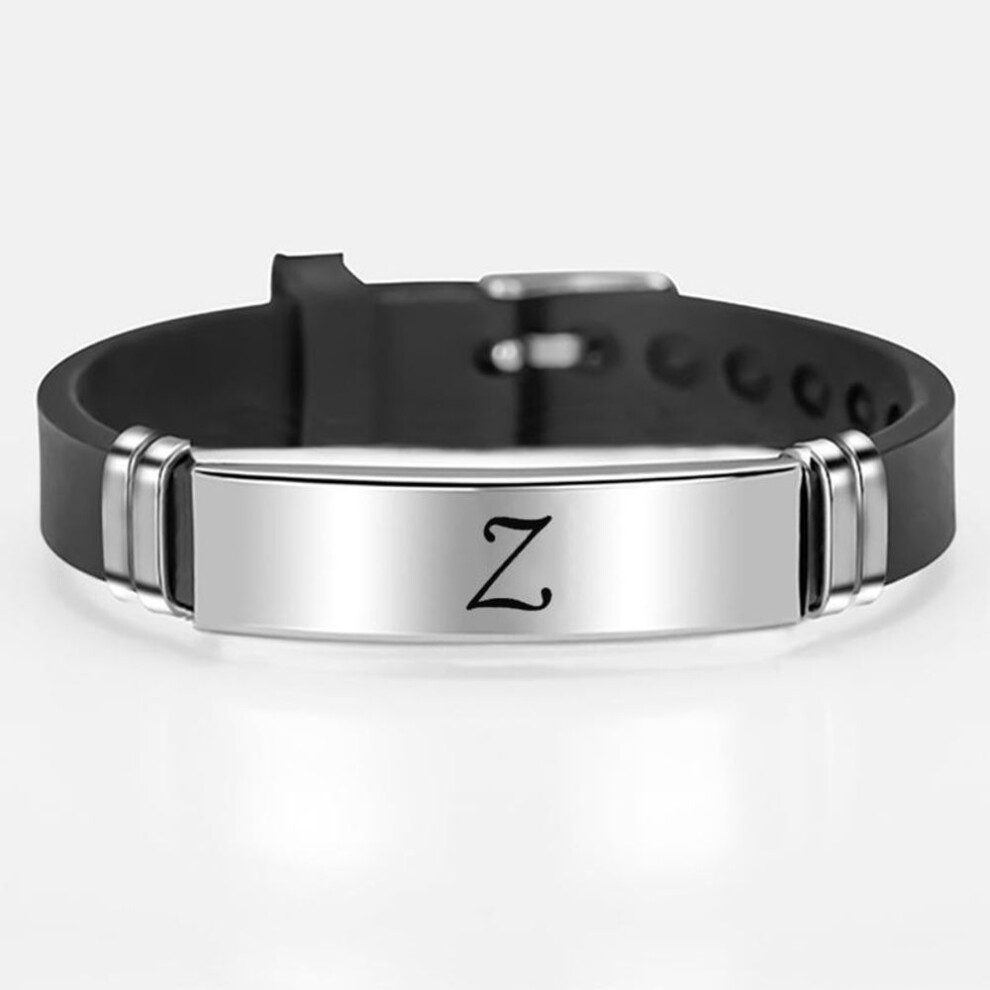 (silver, Z) 26 Letter A-z Leather Bracelets Id Name Handmade Initial Alphabet Friendship Couple Adjustable Bangle For Men Women Kids Family Bff Gifts