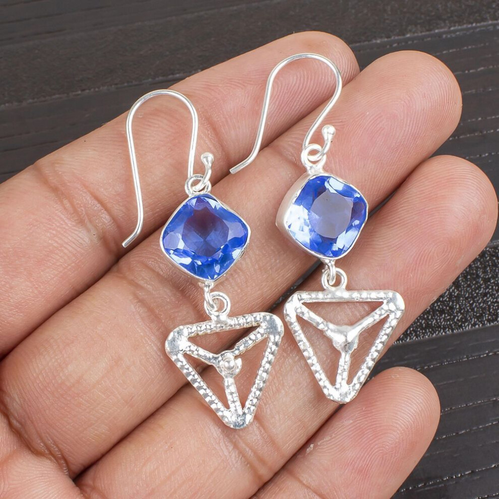 Tanzanite Handmade Gemstone Earrings, 925 Solid Sterling Silver Earrings Antique Jewelry, Earrings For Engagement Gift