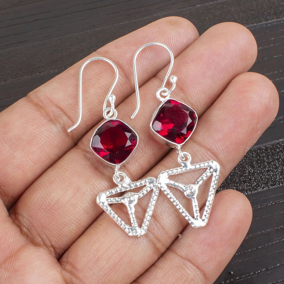 Pink Rubellite Gemstone Jewelry, 925 Sterling Silver Earrings, Handmade Gorgeous Jewelry, Designer Earrings Gift For Women