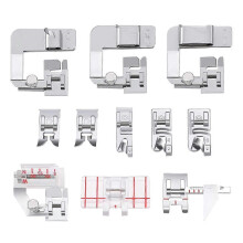 (As show, One size) 11 PCS Sewing Machine Presser Set Including Wide/Narrow Hemmer Foot/Bias Binder/Border Guide/Straight Stitch/Adjustable Guide Foot Kit