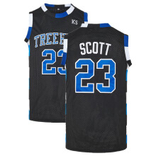 (Black No. 23, M) Men's Hip Hop Vintage Basketball Jersey Embroidered Movie Style Sleeveless Sportswear Printed SCOTT